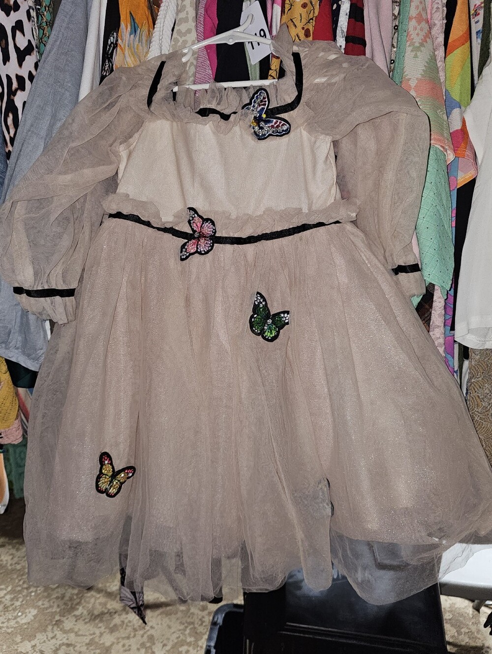 Lola + The Boys Dusty Pink Butterfly Tulle Party Dress